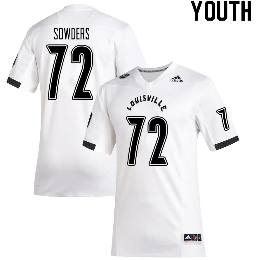 Youth #72 Emmanual Sowders Louisville Cardinals College Football Jerseys Sale-White - Click Image to Close